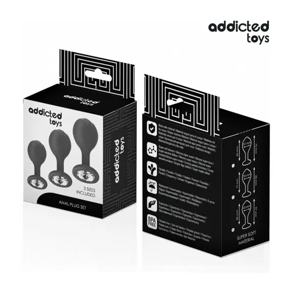 ADDICTED - Комплект OF 3 анална тапа силиконов с бижутериен детайлснимка 5