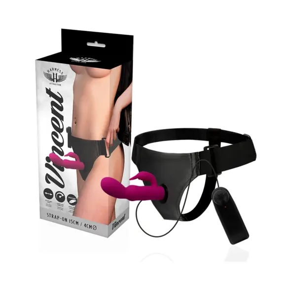 HARNESS ATTRACTION - вибратор RABBIT VINCENT 15 см диаметър 4 см