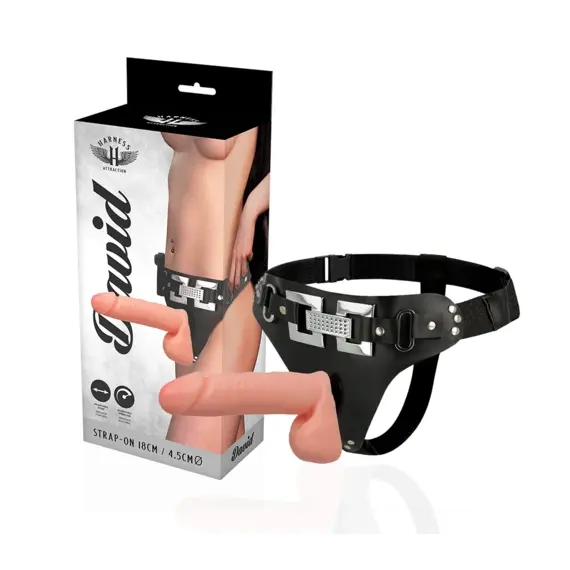 HARNESS ATTRACTION - делукс харнес с реалистичен вибрация 18 см диаметър 4.5 см