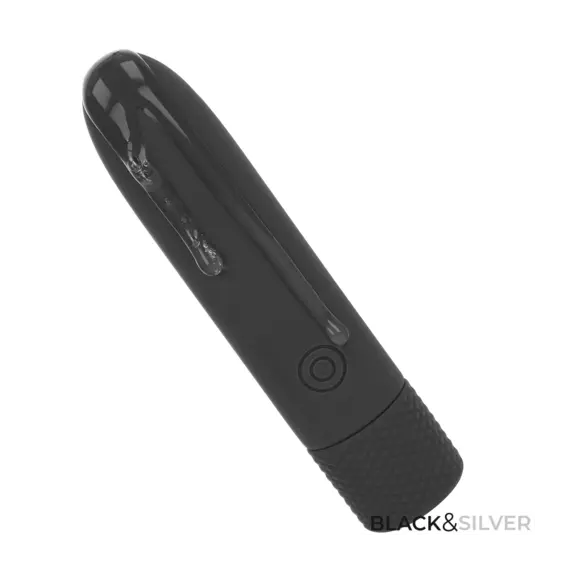 черен & сребрист - GERI USB презареждаем вибриращ вибро куршум 8 вибрации черен 10 X 2.2 см
