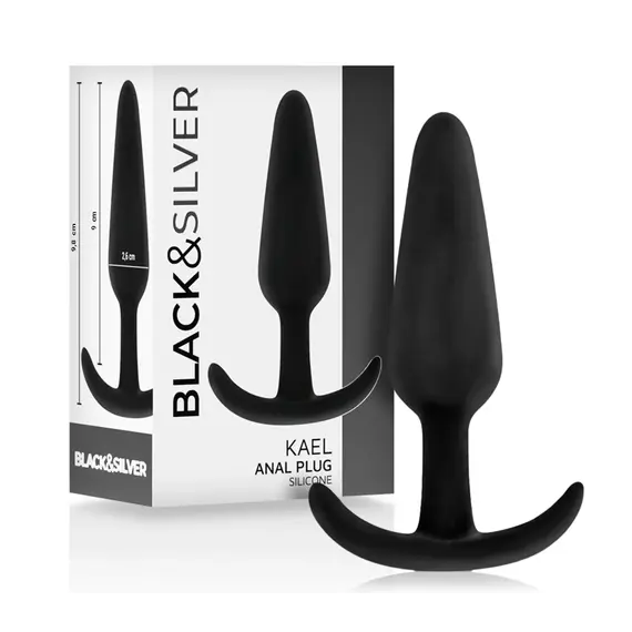 BLACK&SILVER - KAEL силиконов ANAL PLUG с MEDIUM HANDLE