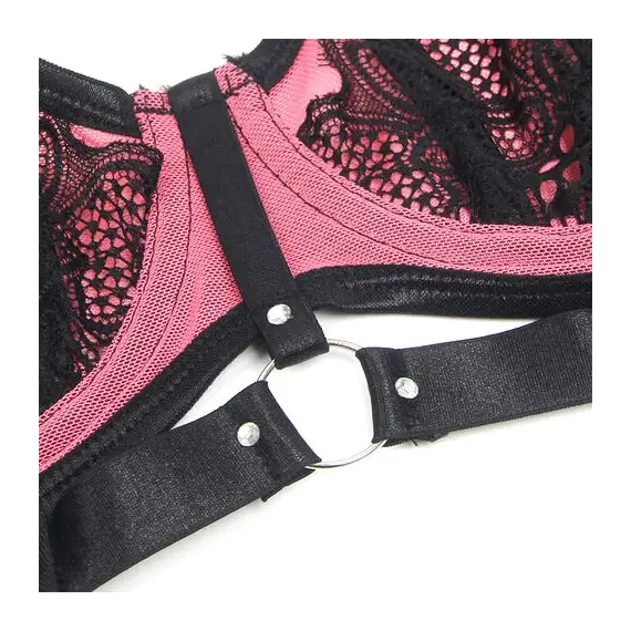 SUBBLIME - 955571 розов PATENT LEATHER мрежа ZIPPER сутиен комплект S/Mснимка 2