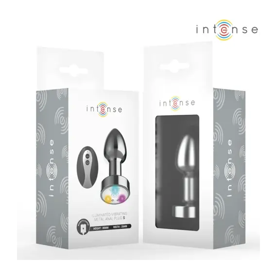 INTENSE - VIBRATING метален ANAL PLUG с LED LIGHTS и дистанционно управление - SIZE S