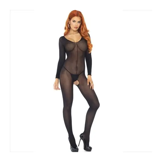 LEG AVENUE - Боди чорапогащник дълъг ръкав черенснимка 2