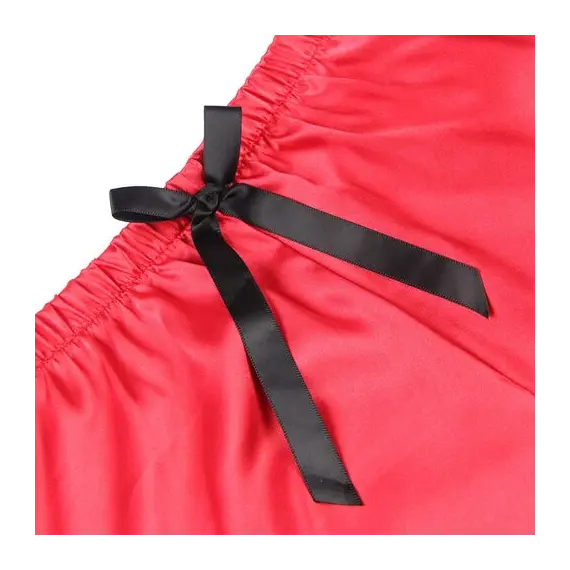 SUBBLIME - 953959 CASUAL SILK NIGHTGOWN + дантела PANTS черен/червен S/Mснимка 2
