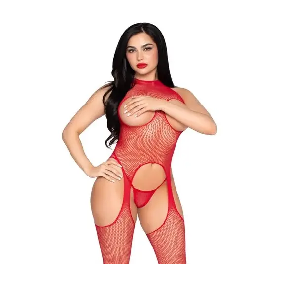 LEG AVENUE - 89374 CUPLESS боди чорапогащник и PANTY червен - универсален размерснимка 2