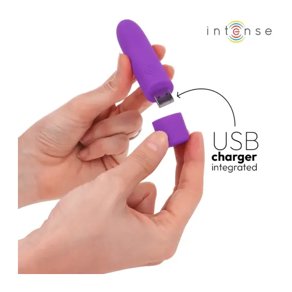 INTENSE - SYMONE USB презареждаем вибриращ вибро куршум 8 вибрации лилав 10 X 2.2 смснимка 3