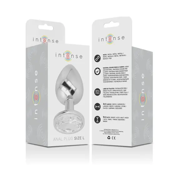 INTENSE - ALUMINUM метален ANAL PLUG с сребрист CRYSTAL SIZE Lснимка 3