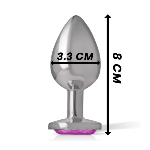 INTENSE - ALUMINUM метален ANAL PLUG с розов CRYSTAL SIZE Mснимка 3