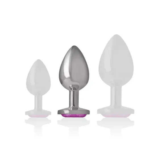 INTENSE - ALUMINUM метален ANAL PLUG с розов CRYSTAL SIZE Mснимка 4