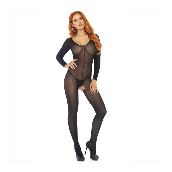 LEG AVENUE - Боди чорапогащник дълъг ръкав черенснимка 4
