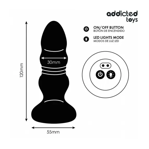 ADDICTED TOYS - THRUSTING VIBRATING ANAL PLUG, LED LIGHT дистанционно управлениеснимка 4