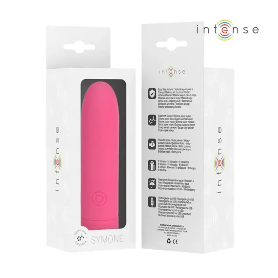 INTENSE - SYMONE USB презареждаем вибриращ вибро куршум 8 вибрации розов 10 X 2.2 смснимка 5