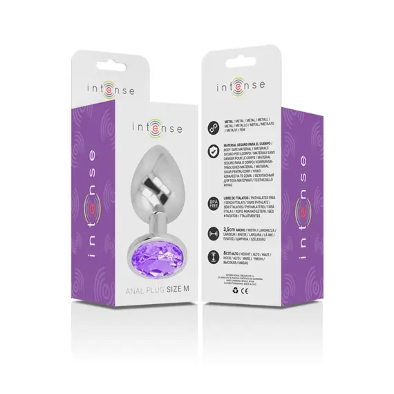 INTENSE - ALUMINUM метален ANAL PLUG с виолетов CRYSTAL SIZE Mснимка 5