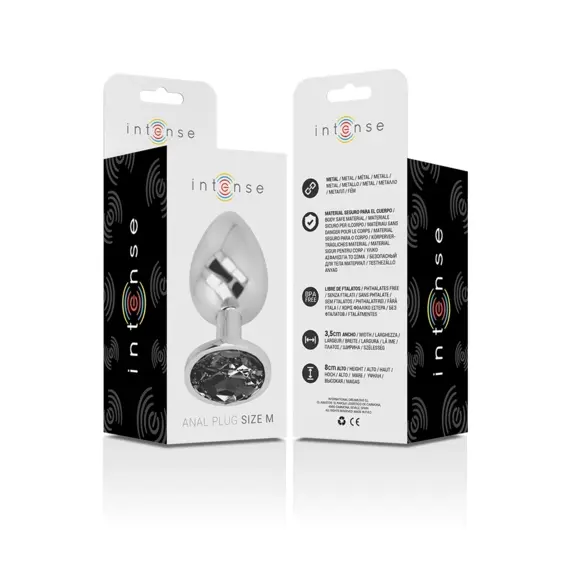 INTENSE - ALUMINUM метален ANAL PLUG с черен стъклен SIZE Mснимка 5