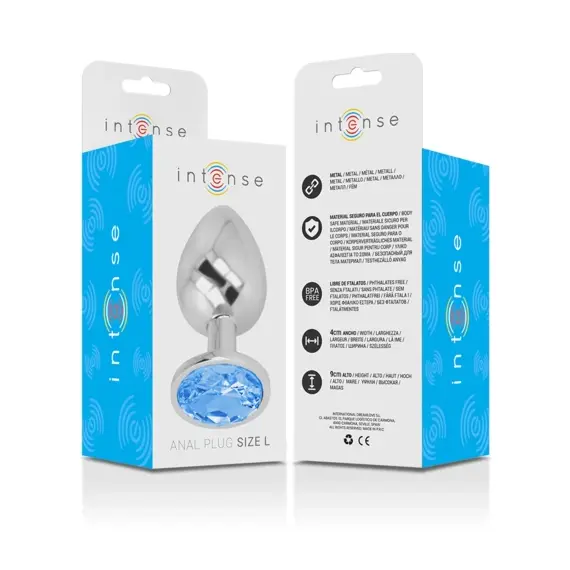INTENSE - ALUMINUM метален ANAL PLUG с син CRYSTAL SIZE Lснимка 5