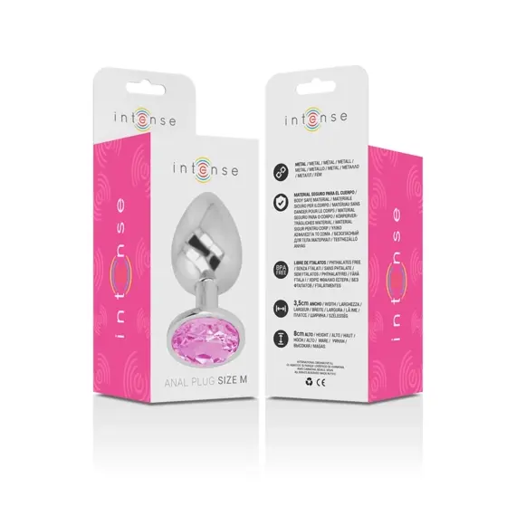 INTENSE - ALUMINUM метален ANAL PLUG с розов CRYSTAL SIZE Mснимка 5