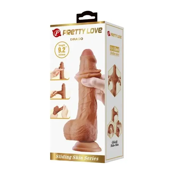 PRETTY LOVE - DRACO реалистичен дилдо 23 см MODEL 2 телесенснимка 5
