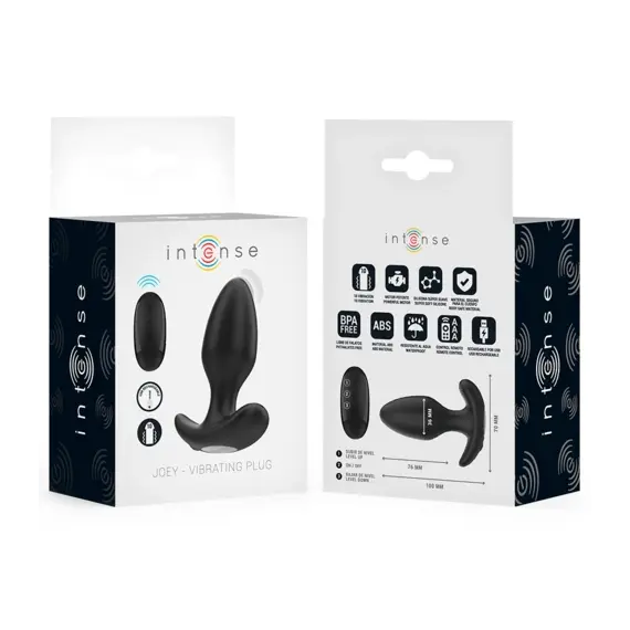 INTENSE - JOEY ANAL PLUG 10 VIBRATIONS черен дистанционно управлениеснимка 5