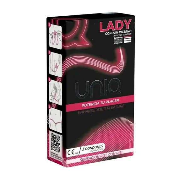 UNIQ - LADY презерватив без латекс FEMALE презервативи с жартиерен колан 3 бр.