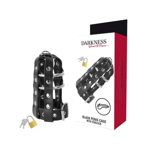 DARKNESS - LEATHER CHASTITY CAGE с LOCK