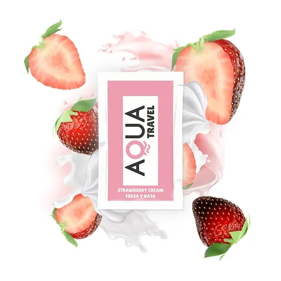 AQUA TRAVEL - STRAWBERRY CREAM FLAVOUR лубрикант на водна основа 6 ML