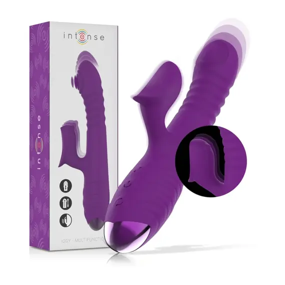 INTENSE - IGGY MULTIFUNCTION RECHARGEABLE вибратор UP & DOWN с CLITORAL STIMULATOR лилав