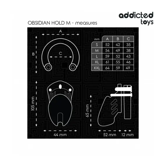 ADDICTED TOYS LOCKED - OBSIDIAN HOLD клетка за пенис SIZE Mснимка 2
