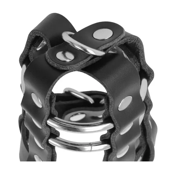 DARKNESS - LEATHER CHASTITY CAGE с LOCKснимка 3