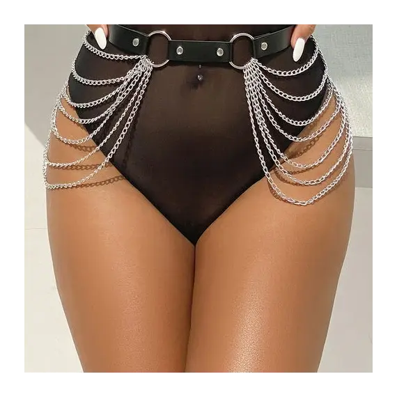SUBBLIME - LEATHER CHAINBELT черен универсален размерснимка 3