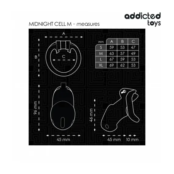 ADDICTED TOYS LOCKED - MINDNIGHT CELL клетка за пенис SIZE Mснимка 3