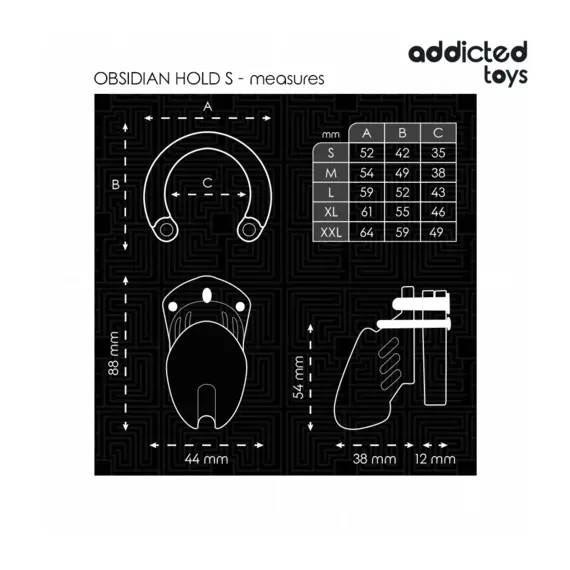 ADDICTED TOYS LOCKED - OBSIDIAN HOLD клетка за пенис SIZE Sснимка 3