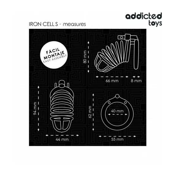 ADDICTED TOYS LOCKED - IRON CELL метален клетка за пенис 4 см SIZE Sснимка 3