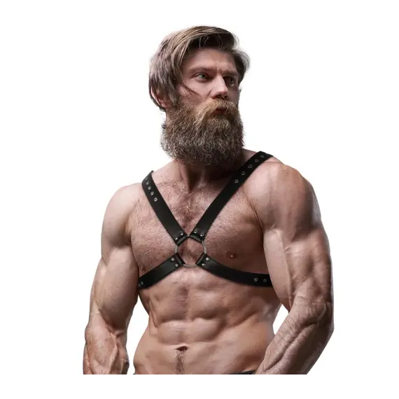 FETISH SUBMISSIVE ATTITUDE - MENS CROSS CHEST ECO-LEATHER харнесснимка 4