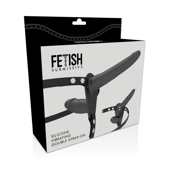FETISH SUBMISSIVE HARNESS - Двоен PENETRATION черен вибраторснимка 5