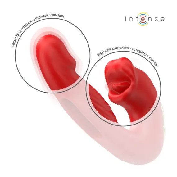 INTENSE - NATHY двоен вибратор с MULTIFUNCTION STIMULATING MOUTH червенснимка 5