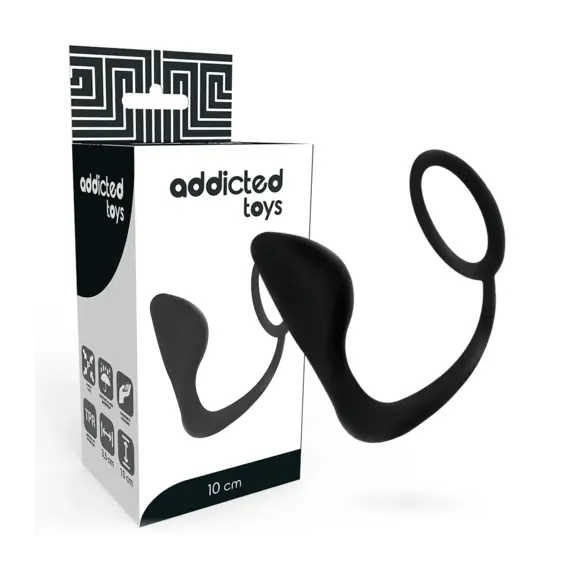 ADDICTED TOYS - анален плъг с черен пенис ринг
