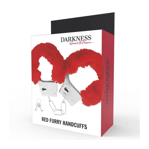 DARKNESS - червен подплатени метални белезнициснимка 3