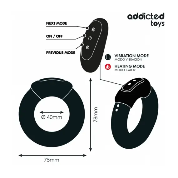 ADDICTED TOYS - HEATING EFFECT VIBRATING пенис пръстен дистанционно управлениеснимка 4