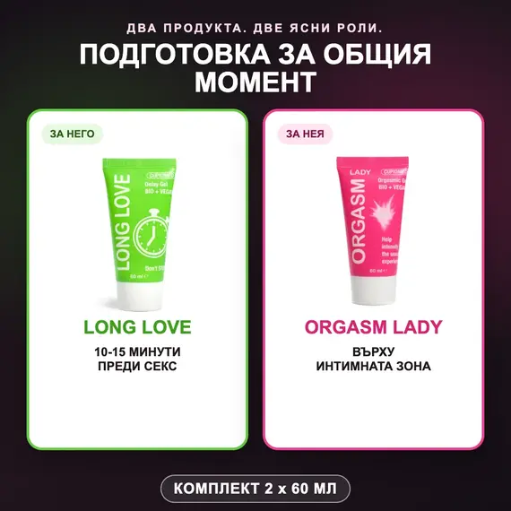 Long Love и Orgasm Lady, два интимни гела по 60 мл за общия момент