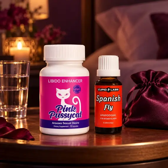 Spanish Fly 20 ml и Pink Pussycat 6 капсули в премиум вечерна рутина