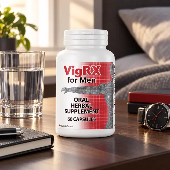 VigRX for Men 60 капсули в дискретна ежедневна рутина с чаша вода
