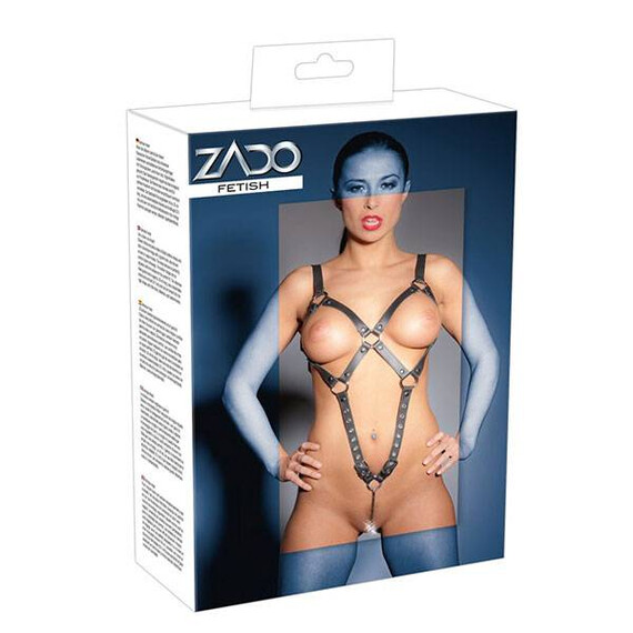 Кожен харнес с метална кука Zado  Еротично бельо
