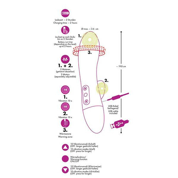 Загряващ се вибратор с клитор стимулатор  Луксозни вибратори